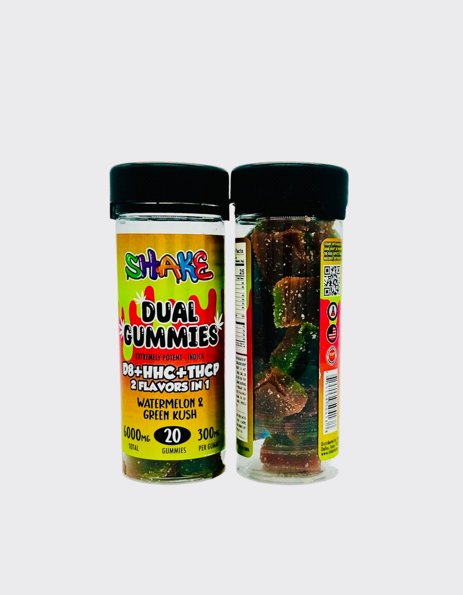 SHAKE D8+HHC+THCP DUAL GUMMY 300MG EACH | 6000MG JAR | 20CT